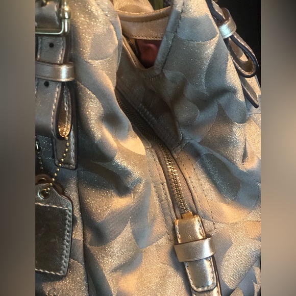 Coach Vintage Y2K Gold Sparkly Tan Signature Monogram Medium Satchel Bag… - Picture 9 of 14
